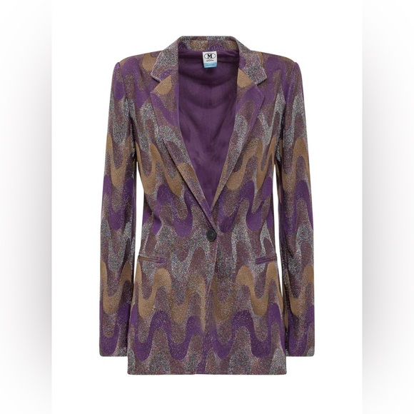 M by Missoni Jackets & Blazers - M MISSONI PURPLE ZIGZAG Metallic Blazer Jacket with Metallic Fiber